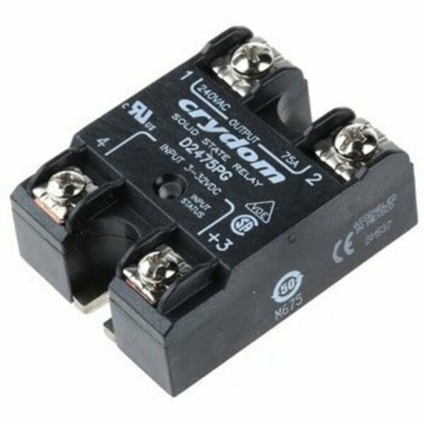 Crydom Solid State Relays - Industrial Mount Ssr Relay, Panel Mount, Ip00, 280Vac/10A, 3-32Vdc In, Zero D2410PG